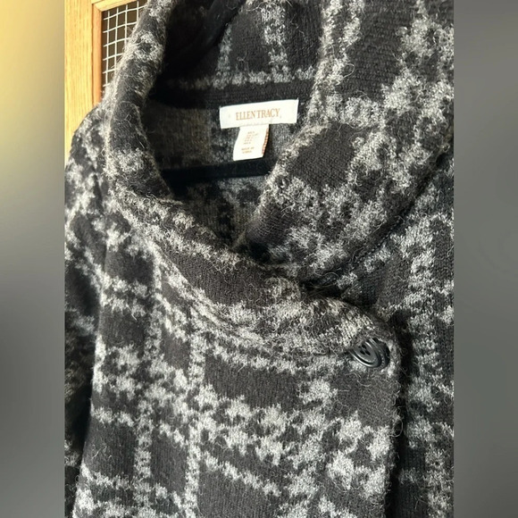 Ellen Tracey Wool Blend Long Cardigan Sweater Coat - Picture 8 of 13